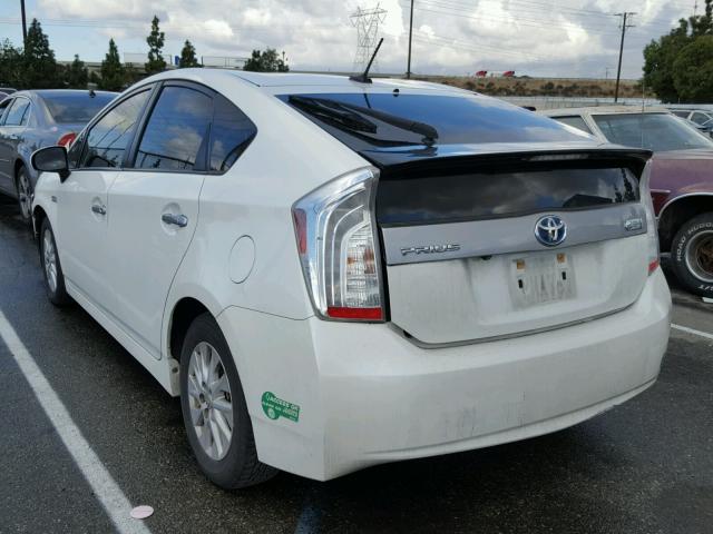 JTDKN3DP3C3029093 - 2012 TOYOTA PRIUS PLUG WHITE photo 3