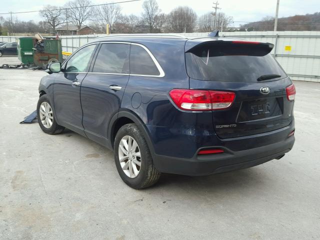 5XYPG4A56GG105139 - 2016 KIA SORENTO LX BLUE photo 3