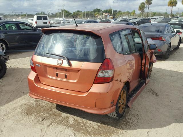 JHMGD38627S026562 - 2007 HONDA FIT S ORANGE photo 4