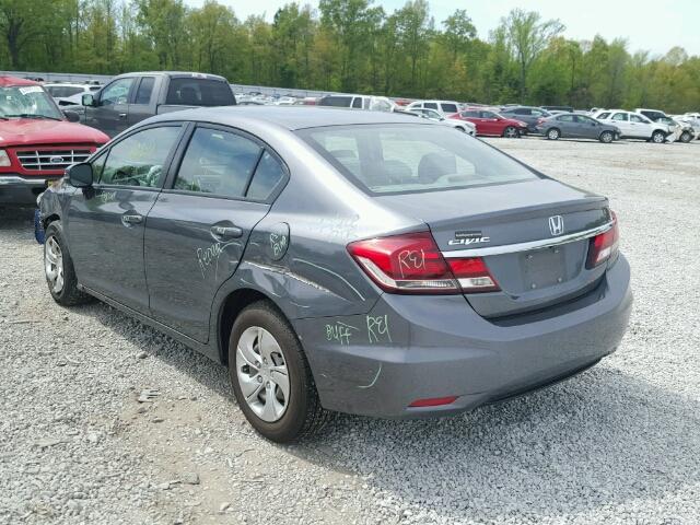 19XFB2F58DE011263 - 2013 HONDA CIVIC LX GRAY photo 3