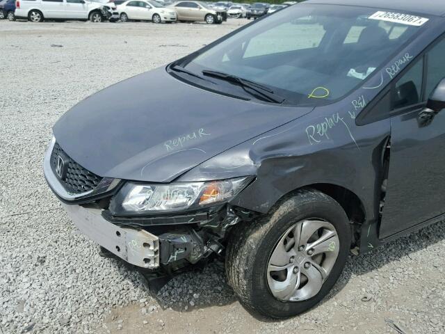 19XFB2F58DE011263 - 2013 HONDA CIVIC LX GRAY photo 9