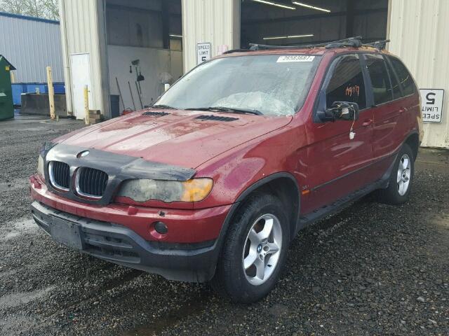 5UXFA53582LP33232 - 2002 BMW X5 3.0I MAROON photo 2