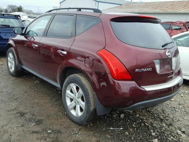 JN8AZ08T47W504166 - 2007 NISSAN MURANO SL MAROON photo 3