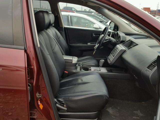 JN8AZ08T47W504166 - 2007 NISSAN MURANO SL MAROON photo 5