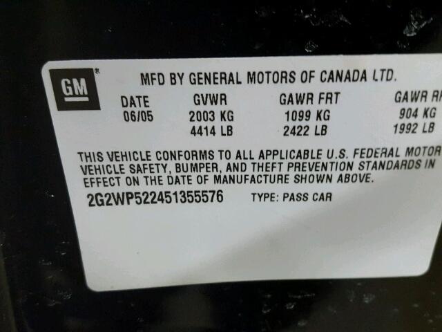 2G2WP522451355576 - 2005 PONTIAC GRAND PRIX Qara foto 10