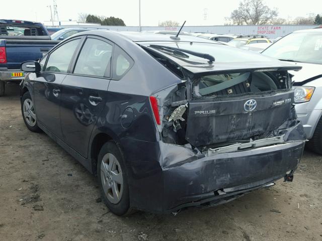 JTDKN3DU1A0172452 - 2010 TOYOTA PRIUS GRAY photo 3