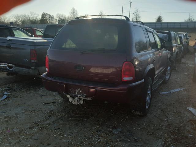 1B4HS28Z41F520306 - 2001 DODGE DURANGO RED photo 4