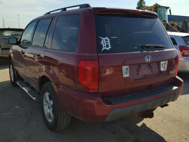 2HKYF18554H599039 - 2004 HONDA PILOT EXL RED photo 3