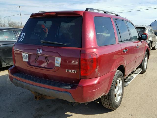 2HKYF18554H599039 - 2004 HONDA PILOT EXL RED photo 4