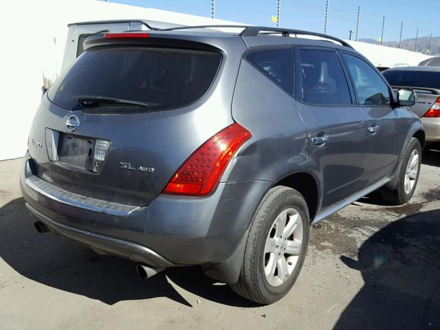 JN8AZ08W26W511478 - 2006 NISSAN MURANO SL GRAY photo 4