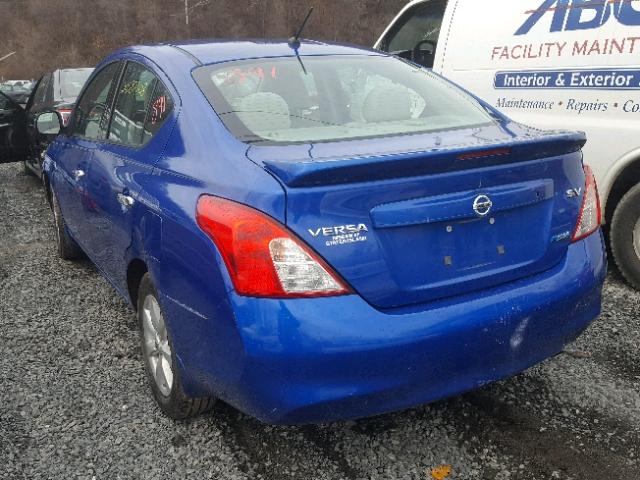 3N1CN7AP6EL839313 - 2014 NISSAN VERSA S BLUE photo 3