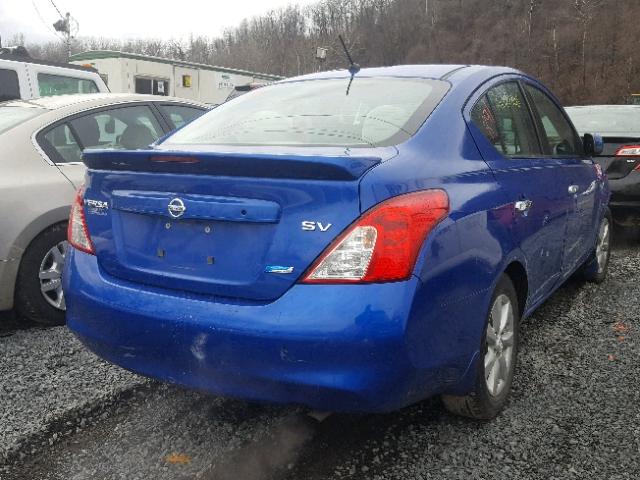 3N1CN7AP6EL839313 - 2014 NISSAN VERSA S BLUE photo 4