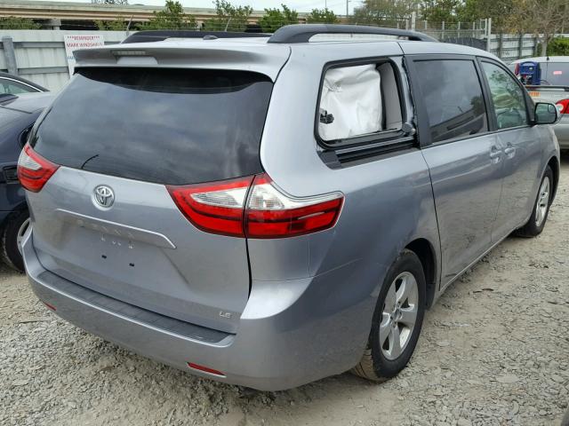 5TDKZ3DC2HS826085 - 2017 TOYOTA SIENNA LE SILVER photo 4