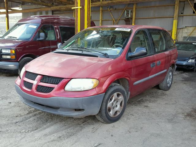 1B4GP25372B508866 - 2002 DODGE CARAVAN SE RED photo 2