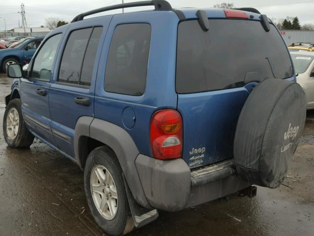 1J4GL48K64W300481 - 2004 JEEP LIBERTY SP BLUE photo 3