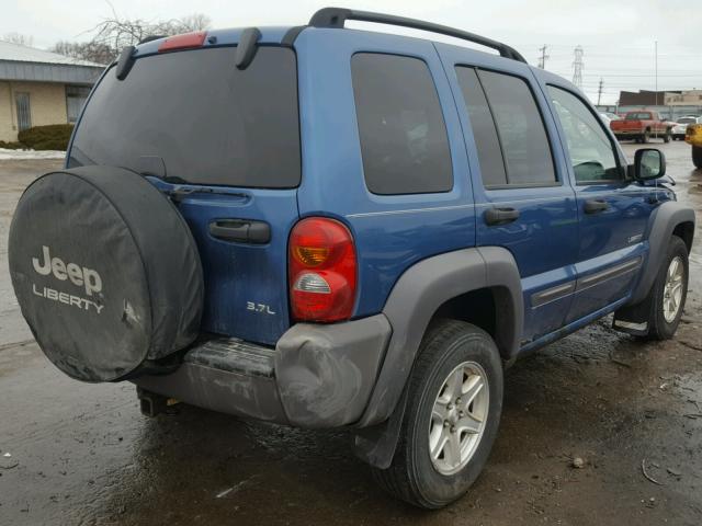 1J4GL48K64W300481 - 2004 JEEP LIBERTY SP BLUE photo 4