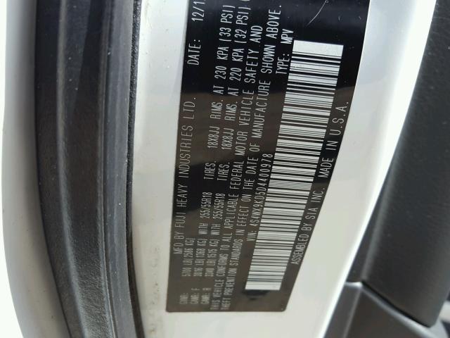 4S4WX9KD5D4400978 - 2013 SUBARU TRIBECA LI თეთრი ფოტო 10