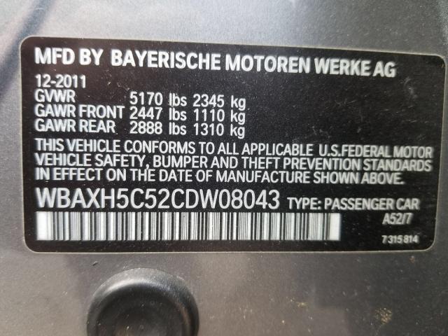 WBAXH5C52CDW08043 - 2012 BMW 528 XI GRAY photo 10