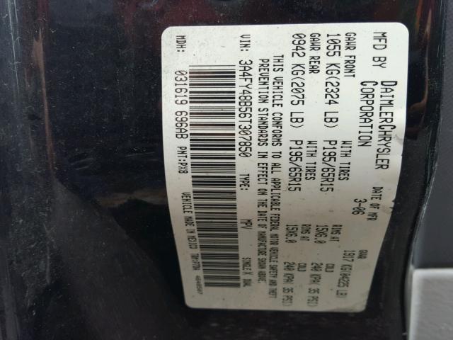 3A4FY48B56T307850 - 2006 CHRYSLER PT CRUISER BLACK photo 10