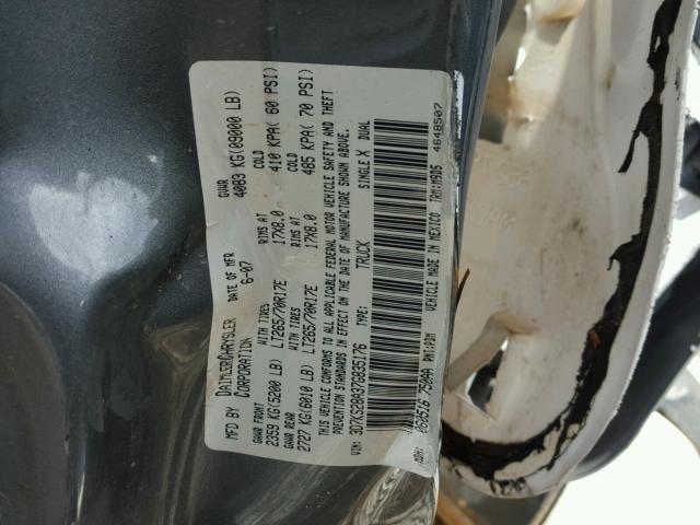 3D7KS28A37G835176 - 2007 DODGE RAM 2500 S GRAY photo 10