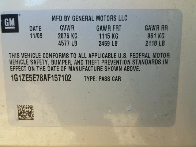 1G1ZE5E78AF157102 - 2010 CHEVROLET MALIBU LTZ Қоңыр фото 10