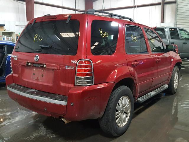 4M2CU87107KJ18654 - 2007 MERCURY MARINER PR RED photo 4