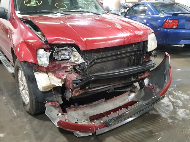 4M2CU87107KJ18654 - 2007 MERCURY MARINER PR RED photo 9