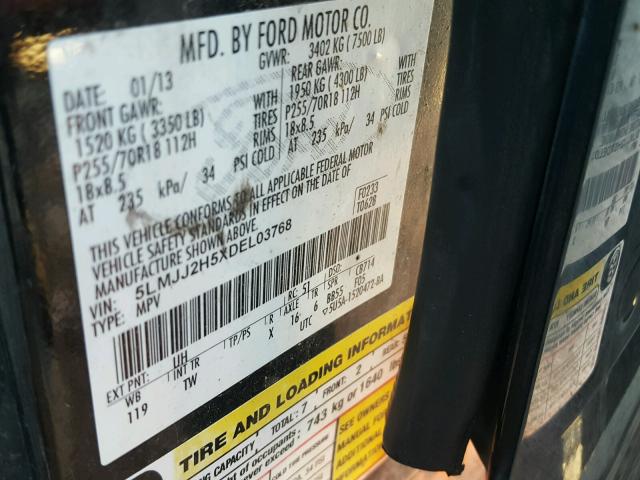 5LMJJ2H5XDEL03768 - 2013 LINCOLN NAVIGATOR BLACK photo 10