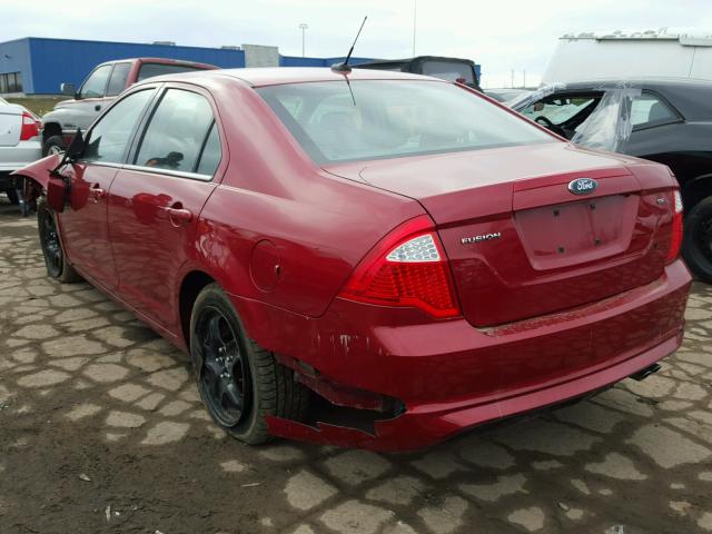 3FAHP0HA9AR215377 - 2010 FORD FUSION SE RED photo 3