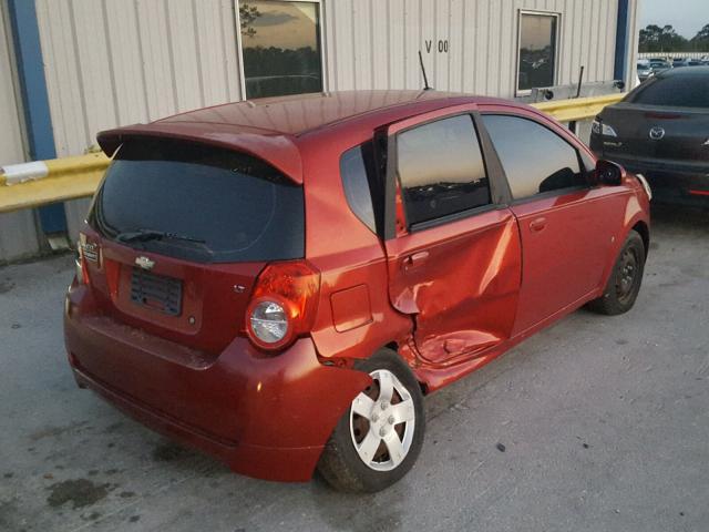 KL1TD66E79B380728 - 2009 CHEVROLET AVEO LS BURGUNDY photo 4