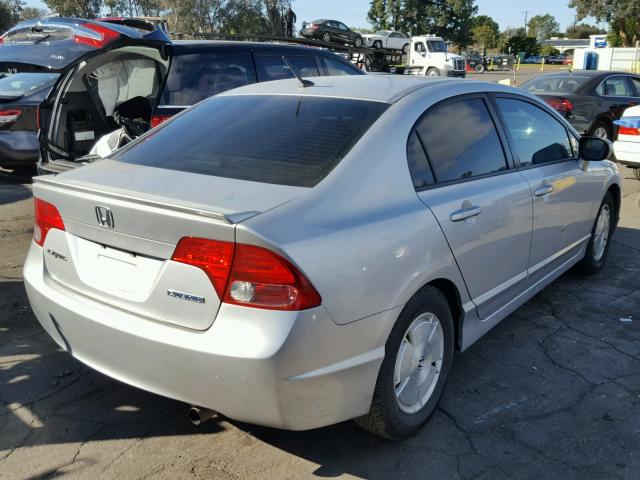 JHMFA36208S020054 - 2008 HONDA CIVIC HYBR SILVER photo 4