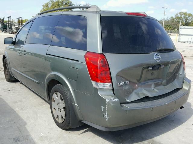 5N1BV28U95N117109 - 2005 NISSAN QUEST S GREEN photo 3