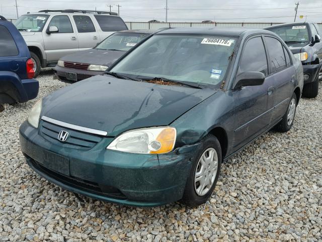 2HGES16511H568250 - 2001 HONDA CIVIC LX GREEN photo 2