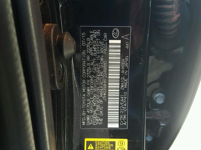 JTHKD5BHXF2248880 - 2015 LEXUS CT 200 BLACK photo 10