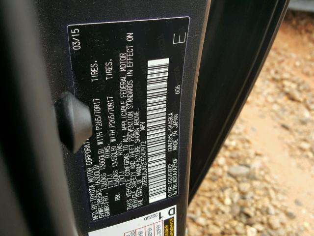 JTEBU5JR2F5247972 - 2015 TOYOTA 4RUNNER SR GRAY photo 10