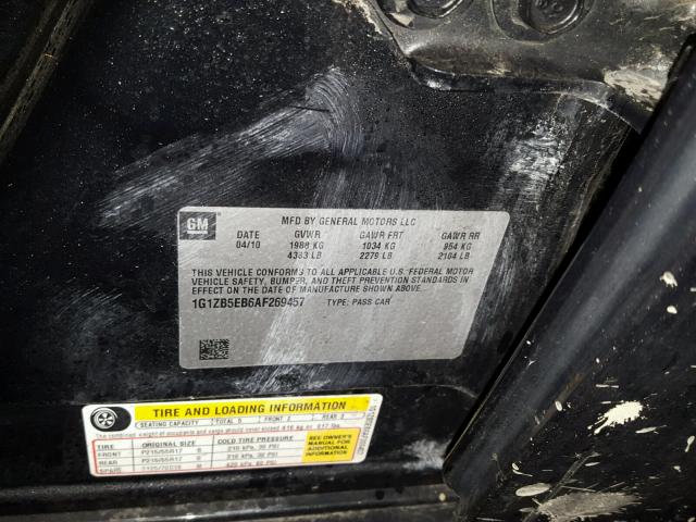 1G1ZB5EB6AF269457 - 2010 CHEVROLET MALIBU LS შავი ფოტო 10