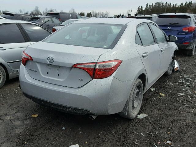 2T1BURHE3EC042788 - 2014 TOYOTA COROLLA L SILVER photo 4