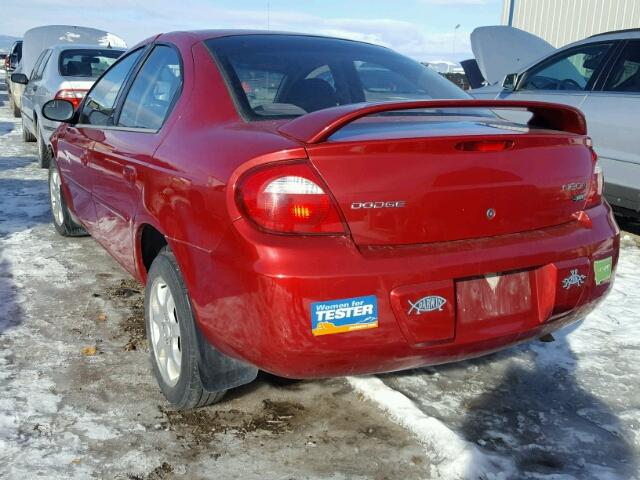 1B3ES56C95D247484 - 2005 DODGE NEON SXT RED photo 3