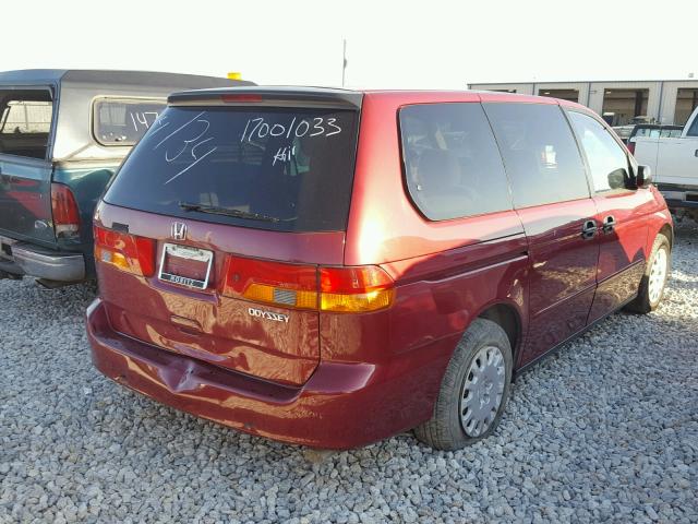 5FNRL18564B040787 - 2004 HONDA ODYSSEY LX MAROON photo 4