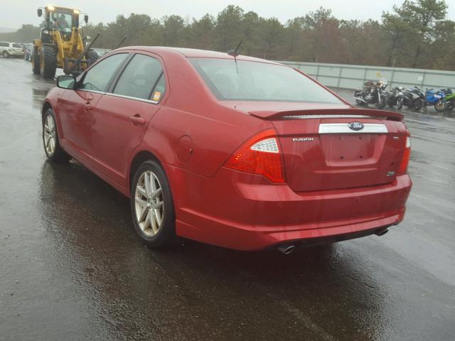 3FAHP0JG9AR293737 - 2010 FORD FUSION SEL RED photo 3