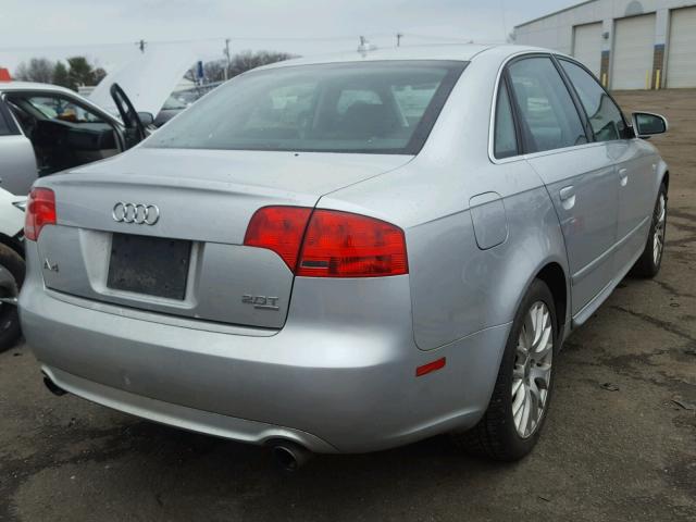 WAUDF78E18A137217 - 2008 AUDI A4 2.0T QU SILVER photo 4