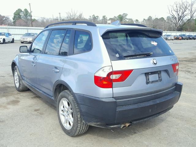 WBXPA73475WC45312 - 2005 BMW X3 2.5I BLUE photo 3