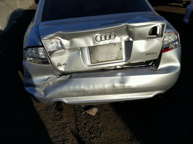 WAUAF78E68A137717 - 2008 AUDI A4 2.0T SILVER photo 9