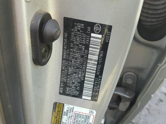 4T1BE32K84U379706 - 2004 TOYOTA CAMRY LE SILVER photo 10