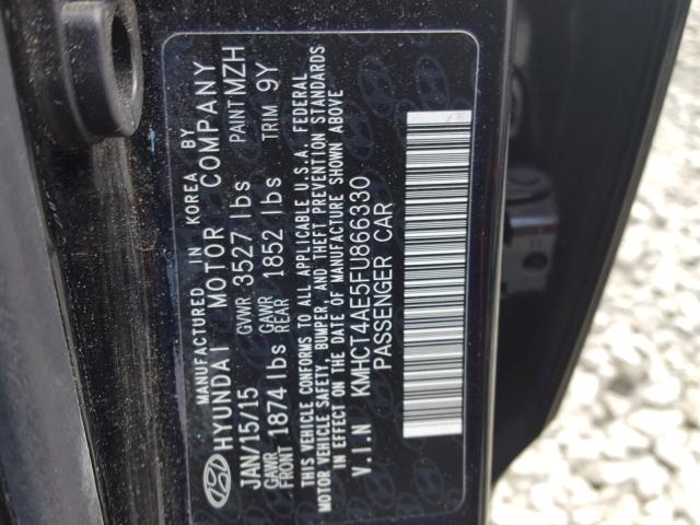 KMHCT4AE5FU866330 - 2015 HYUNDAI ACCENT GLS BLACK photo 10