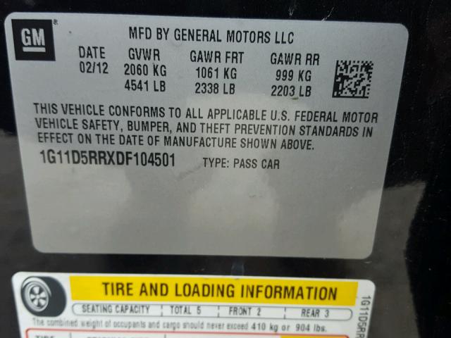 1G11D5RRXDF104501 - 2013 CHEVROLET MALIBU 1LT GRAY photo 10