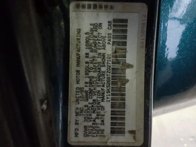 1Y1SK5266TZ027121 - 1996 GEO PRIZM BASE მწვანე ფოტო 10