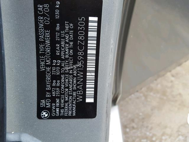 WBANW13598CZ80305 - 2008 BMW 535 I GOLD photo 10