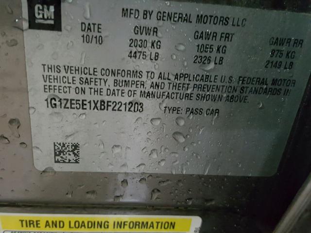 1G1ZE5E1XBF221203 - 2011 CHEVROLET MALIBU LTZ 棕色 照片 10