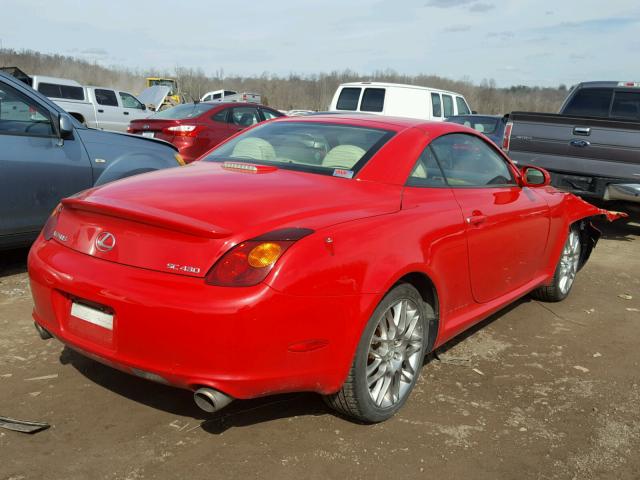 JTHFN48Y850065424 - 2005 LEXUS SC 430 RED photo 4